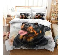 DCABEIOOE Rottweiler 3D Printed Cover Set Bedding Sets Room Decoration 3 Pcs Bedding Set Video Games Comforter Cover for Kid Teens Boys And Girls Man Double(200x200cm)