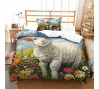 DCABEIOOE Sheep 3D Printed Cover Set Bedding Gamepad Bedding Video Bedding Set for Kids Teens Boys Modern Bedroom Decor 3 Pcs Bedding Set Single（135x200cm）