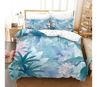 DCABEIOOE Tropical Plants 3D Printed Bedding Set for Girls Boys Children Comforter Cover 3Pcs Gaming Bedding Sets Single Size King(220x240cm)