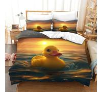 DCABEIOOE Yellow Duck 3D Printed Duvet Cover Set for Kids Teens Boys Room Decor 3 Pcs Modern Bedroom Decor 3 Pcs Bedding Set Single（140x200cm）