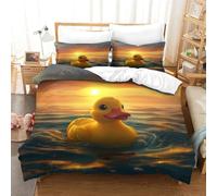 DCABEIOOE Yellow Duck 3D Printed Printed Comforter Modern Bedroom Decor 3 Pcs Bedding Set Super King（260x220cm）