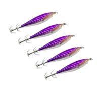 Dcaknri 5Pcs Glow Squid Hook Glow for Saltwater Fishing Cuttlefish Night Fishing Baits Attractive Squid Hook