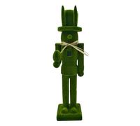 Dcaknri Easter Bunnies Nutcrackers Figures Wooden Ornament Moss Flocking Rabbits Decorations for Shelf Tables Bunnies Figurine