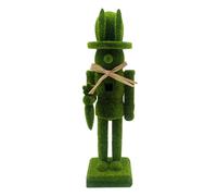 Dcaknri Easter Bunnies Nutcrackers Figures Wooden Ornament Moss Flocking Rabbits Decorations for Shelf Tables Bunnies Figurine