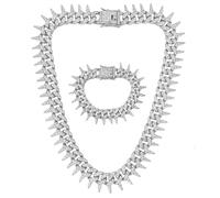 Dcaknri Full Rhinestones Necklace And Set Stylish Jewelry Adds A Touch To Any Outfit Suitable For Various Occasions Men Jewelry Set