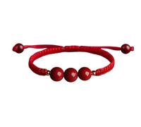 Dcaknri Red Rope Couple Bangle High Content Cinnabars Women's Single Bead Triple Beads Wrist Chain Three Lives Together Fashion Matching