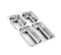 Dcaknri Rustproof Stainless Steel 4 Compartment Lunch Tray for Adults Students Kids Home Dining Plate Divided Food Dish Hygienic Divided Stainless Steel Lunch Plate