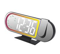 Dcaknri Surrounding Light Alarm Clock Clear Wall Projection Multiple Color Preferences Temperature Display Compact ABS Build Bedroom LED Clock with Alarm