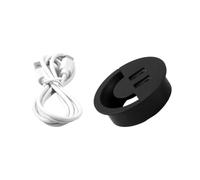 Dcaknri Wire Hole Cover Outlet Port Table Computer PC Desk Round Cable Grommet Line Holder 2 Port USB for Electronic Desktop Cable Organization