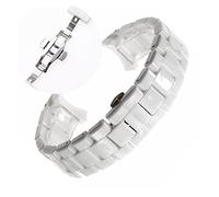 DCALU 18mm 22mm Black White Fit For Armani Ceramic Watch AR1400 AR1410 AR1403AR1402AR1401 Watch Strap Band Bracelet Belt Butterfly Button Watch Accessories