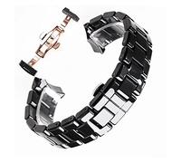 DCALU 18mm 22mm Black White Fit For Armani Ceramic Watch AR1400 AR1410 AR1403AR1402AR1401 Watch Strap Band Bracelet Belt Butterfly Button Watch Accessories