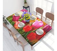 DCARSETCV Colorful Flowers Printed 4FT Waterproof Tablecloth with Elastic Edged Protect & Decor Your Table, Oil-proof Washable Table Cloth Cover for Dinner Picnic Party