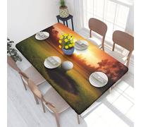 DCARSETCV Golf sport at sunset Printed 4FT Waterproof Tablecloth with Elastic Edged Protect & Decor Your Table, Oil-proof Washable Table Cloth Cover for Dinner Picnic Party
