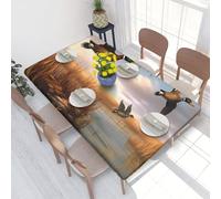 DCARSETCV Hunting Flying Wild Ducks 6 Printed 4FT Waterproof Tablecloth with Elastic Edged Protect & Decor Your Table, Oil-proof Washable Table Cloth Cover for Dinner Picnic Party