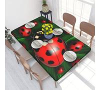 DCARSETCV Red Ladybug Printed 4FT Waterproof Tablecloth with Elastic Edged Protect & Decor Your Table, Oil-proof Washable Table Cloth Cover for Dinner Picnic Party