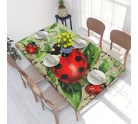 DCARSETCV Red Ladybug Printed 4FT Waterproof Tablecloth with Elastic Edged Protect & Decor Your Table, Oil-proof Washable Table Cloth Cover for Dinner Picnic Party