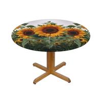 DCARSETCV Sunflowers Printed Round Tablecloth Small Size Fabric Table Cloth Washable Table Cover with Elastic Edge for Kitchen Dining Wedding Parties