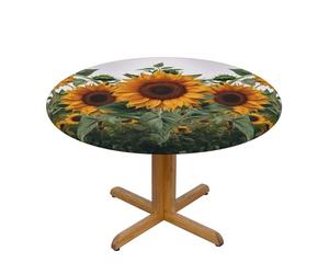 DCARSETCV Sunflowers Printed Round Tablecloth Small Size Fabric Table Cloth Washable Table Cover with Elastic Edge for Kitchen Dining Wedding Parties