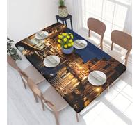 DCARSETCV Venice Night Printed 4FT Waterproof Tablecloth with Elastic Edged Protect & Decor Your Table, Oil-proof Washable Table Cloth Cover for Dinner Picnic Party