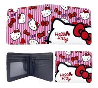 dcas Pink Cartoon Anime Cat Purse, Modern Bi-Fold Wallet for Girls, Faux Leather with Hidden Zipper Pocket, Album Space, Cute Cat Design