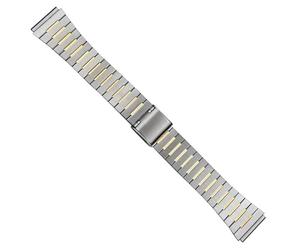 Dcasmo group 18mm Gold Stripe Stainless Steel Watch Strap for Men Compatible with Cartier Omega Tissot New Old Stock 1970 - Vintage Original Metallic Bracelet - Strap Bracelet Retro