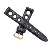 Dcasmo group Black Perforated Rubber Watch Strap Trophic Style for Men 19 mm NOS 1970 1980 - Original Vintage Racing Bracelet - Strap Bracelet de Relojeria Antigua Tradicional, Black/White, 19 MM,