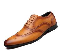 Dcbdx Men's Brogue Oxford Shoes Classic Wingtip Derby Dress Shoes Formal Business Wedding Leather Shoes,Light Brown,7.5 UK