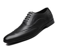 Dcbdx Men's Brogue Oxford Shoes Classic Wingtip Derby Dress Shoes Formal Business Wedding Leather Shoes,Black,7 UK