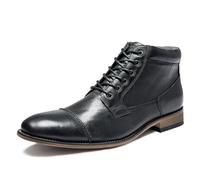 Dcbdx Men's Cap Toe Leather Oxford Ankle Boots Side Zip Formal Dress Boots Classic Comfy Chelsea Boots,Black,9 UK