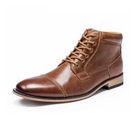 Dcbdx Men's Cap Toe Leather Oxford Ankle Boots Side Zip Formal Dress Boots Classic Comfy Chelsea Boots,Brown,13 UK