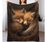 DCCCY Animal Fox Blanket, Machine Washable Flannel Plush Throw Blankets for Bed Couch Sofa Chair, for Kids Boys Girls, 130×180cm