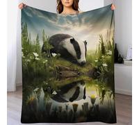 DCCCY Badger Flannel Blanket Throws for Sofa, Bedroom, Couch, Travel, Microfiber Fleece Throw - Soft, Plush Bed Blankets 100×130cm