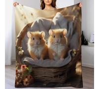 DCCCY Cute Hamster Flannel Throw Blanket for Women Men Girls Boys All Seasons Soft Cozy Throws Blankets for Couch Sofa Bed 100×130cm