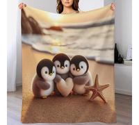 DCCCY Cute Penguin 3D Blankets Super Soft Cosy & Warm Blanket for Sofa Or Bed Flannel Machine Washable Comfortable & Stylish 100×130cm