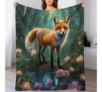 DCCCY Fox Blanket Throw Bedspread Soft Fluffy Warm Light Flannel Fabric Perfect for Adults Or Children's Gifts 130×150cm