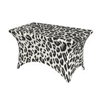 DCEHGEW 4FT Spandex Rectangular Table Cloth, Black Leopard Print Printed Fitted Elastic Tablecloths Washable Table Cover for Event, Wedding, Banquet & Party