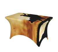 DCEHGEW 4FT Spandex Rectangular Table Cloth, cool bull riding Printed Fitted Elastic Tablecloths Washable Table Cover for Event, Wedding, Banquet & Party