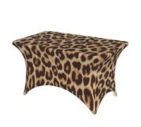 DCEHGEW 4FT Spandex Rectangular Table Cloth, Fun leopard print Printed Fitted Elastic Tablecloths Washable Table Cover for Event, Wedding, Banquet & Party
