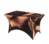 DCEHGEW 4FT Spandex Rectangular Table Cloth, gothic Rose Printed Fitted Elastic Tablecloths Washable Table Cover for Event, Wedding, Banquet & Party