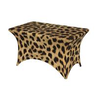 DCEHGEW 4FT Spandex Rectangular Table Cloth, Leopard Animal print Printed Fitted Elastic Tablecloths Washable Table Cover for Event, Wedding, Banquet & Party