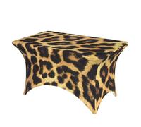 DCEHGEW 4FT Spandex Rectangular Table Cloth, Leopard Print Pattern Printed Fitted Elastic Tablecloths Washable Table Cover for Event, Wedding, Banquet & Party