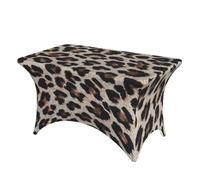 DCEHGEW 4FT Spandex Rectangular Table Cloth, Leopard Print print Printed Fitted Elastic Tablecloths Washable Table Cover for Event, Wedding, Banquet & Party