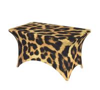 DCEHGEW 4FT Spandex Rectangular Table Cloth, Leopard Print Printed Fitted Elastic Tablecloths Washable Table Cover for Event, Wedding, Banquet & Party
