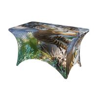 DCEHGEW 4FT Spandex Rectangular Table Cloth, Tiger in the zoo Printed Fitted Elastic Tablecloths Washable Table Cover for Event, Wedding, Banquet & Party