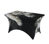 DCEHGEW 4FT Spandex Rectangular Table Cloth, Tiger Lie On Rock Printed Fitted Elastic Tablecloths Washable Table Cover for Event, Wedding, Banquet & Party