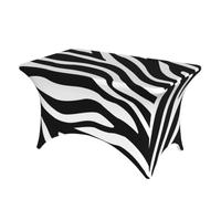 DCEHGEW 4FT Spandex Rectangular Table Cloth, Zebra Print Printed Fitted Elastic Tablecloths Washable Table Cover for Event, Wedding, Banquet & Party
