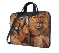 DCEHGEW African Lion And Women Printed Laptop Bag 13 inch, Triple-Layers Protection Shockproof Crossbody Laptop Shoulder Bag for Men Women