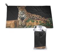 DCEHGEW African Wildlife Leopard on Rock Prints Microfiber Towel 80x40 CM Quick Dry Absorbent Towels Travel Sports Towels for Camping Gym Bath Beach Yoga Swimming