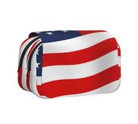DCEHGEW American Flag Patriotic Prints Flap Pencil Case Stylish Storage Bag, Double Layer Large Capacity Pen Pouch for School Office Travel