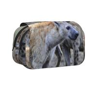 DCEHGEW Animals Hyena Prints Flap Pencil Case Stylish Storage Bag, Double Layer Large Capacity Pen Pouch for School Office Travel